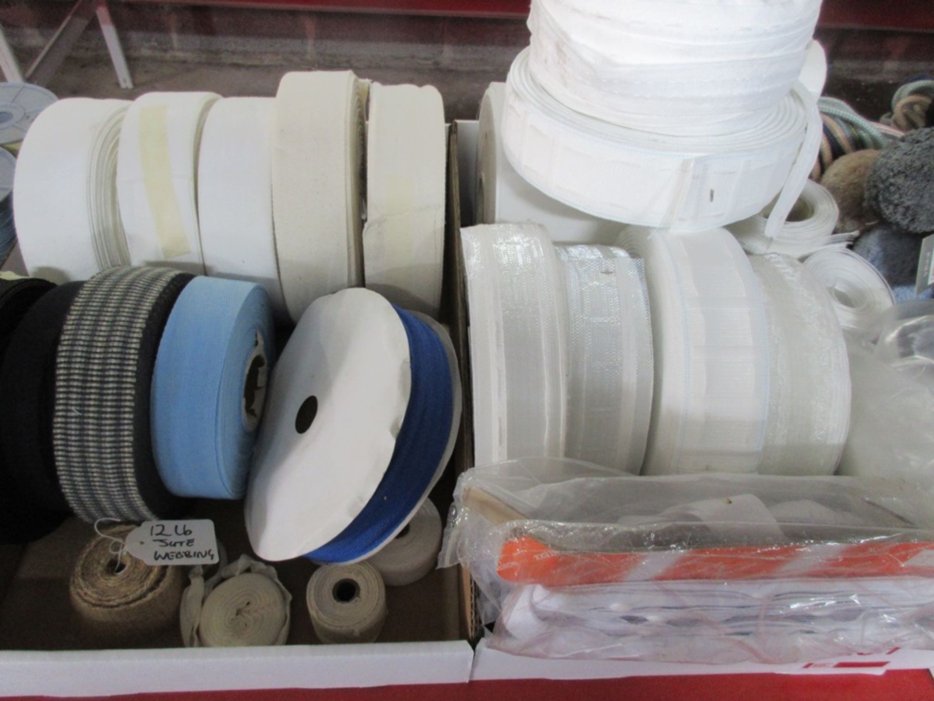 1 x box of upholstery webbing and 1 x box of curtain top tape