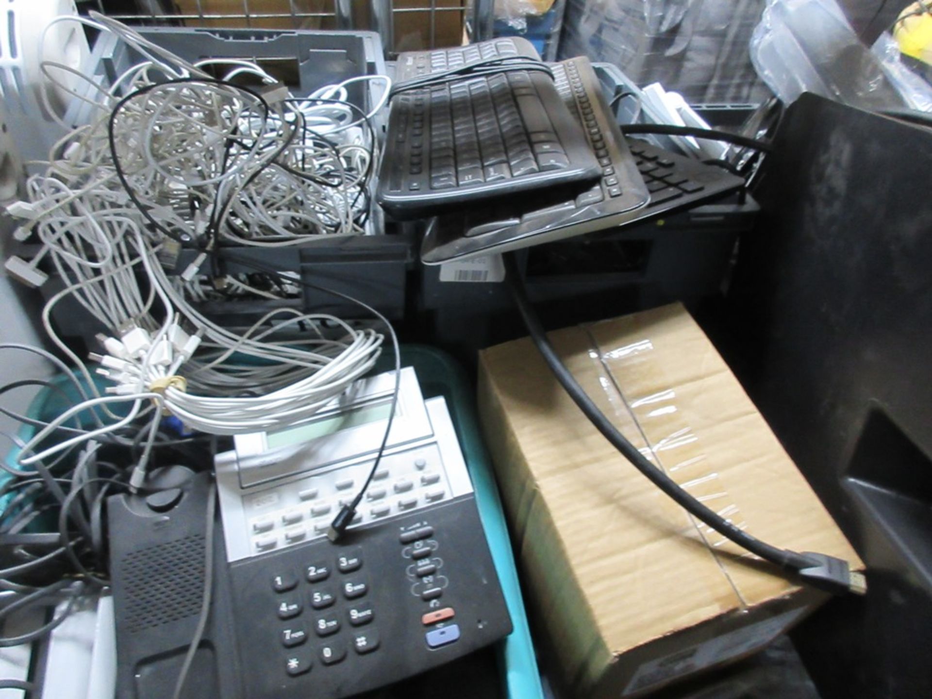 Miscellaneous lot to include flat screen monitor, telephone handsets, keyboards, metal 2-drawer fi - Image 2 of 6