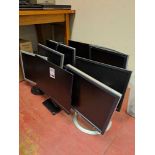 Eight assorted monitors (Dell, HP & Viewstone) - no power leads