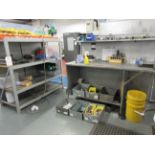 Metal frame workbench 1.8m x 780mm and 1 x metal frame 4-shelf storage unit, 1.6m x 600mm x height