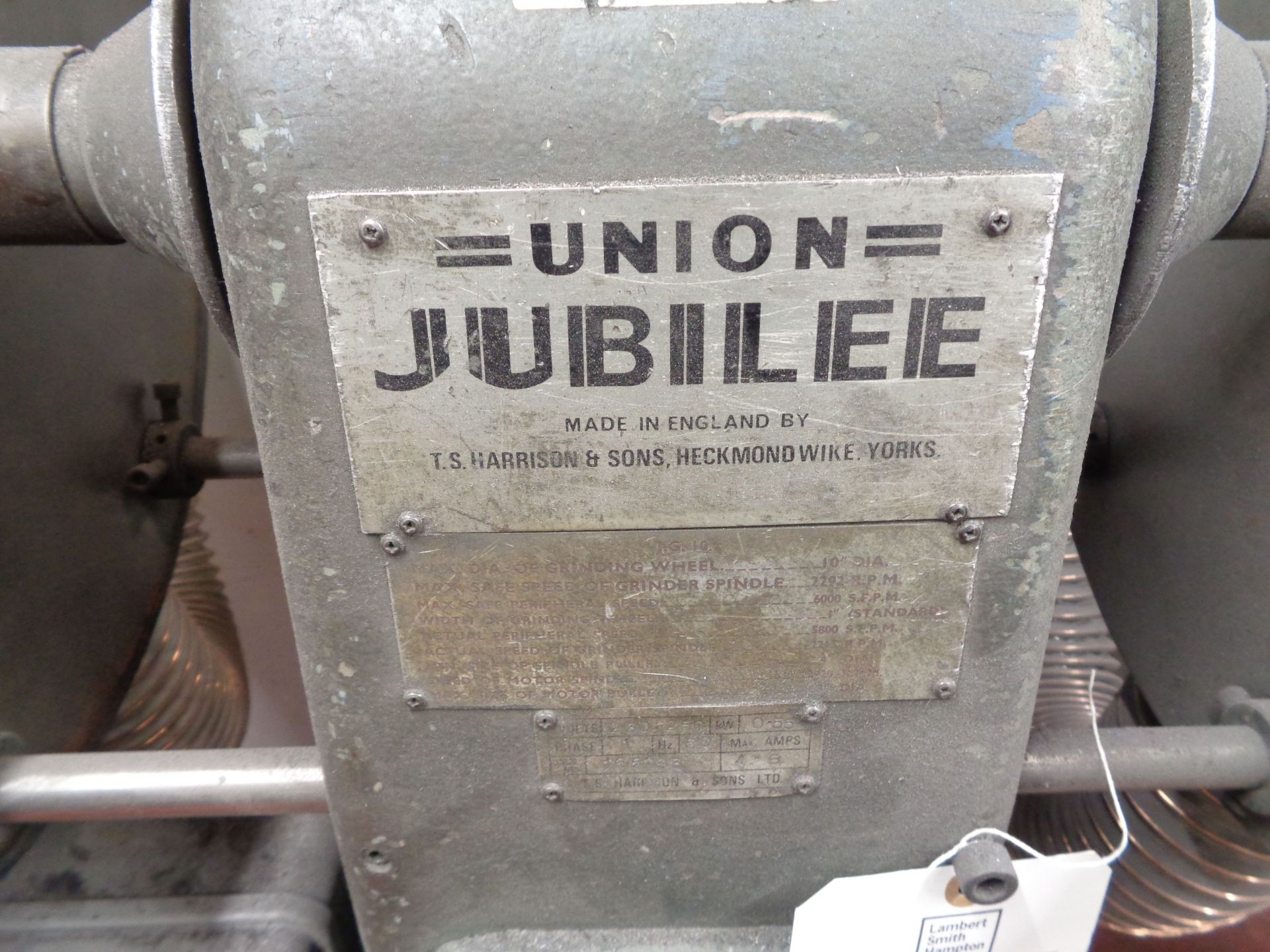 Union Jubilee double ended pedestal grinder serial no. 165983 - Image 3 of 4