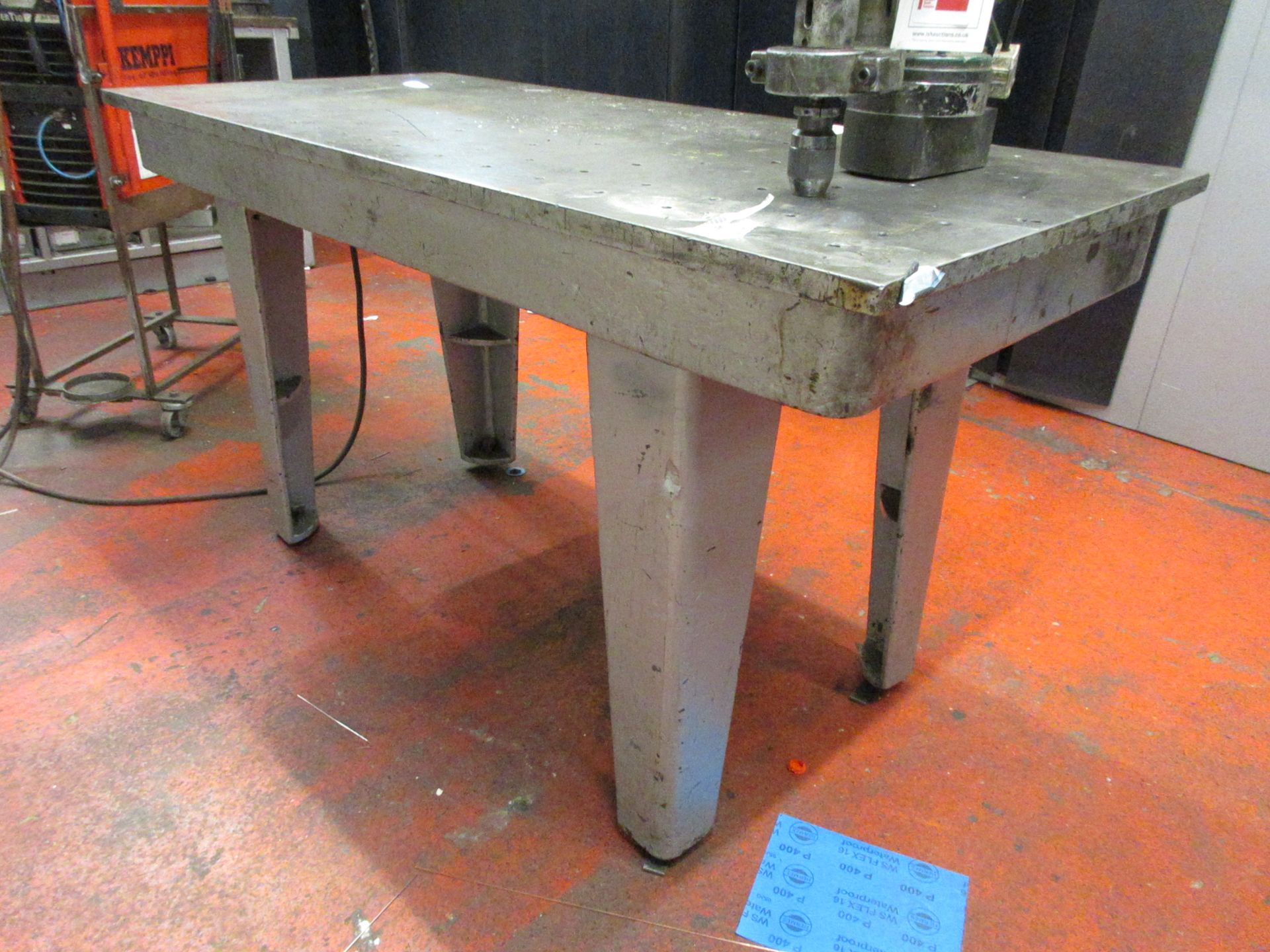 Thomas W Ward metal surface table, 66" x 30"