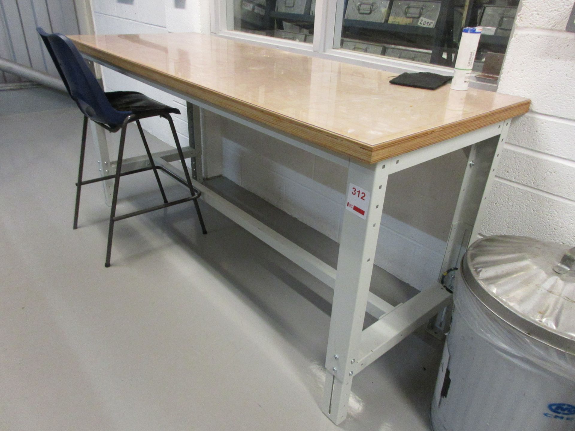 Two metal frame adjustable height workbenches, 2m x 750mm - Image 2 of 3