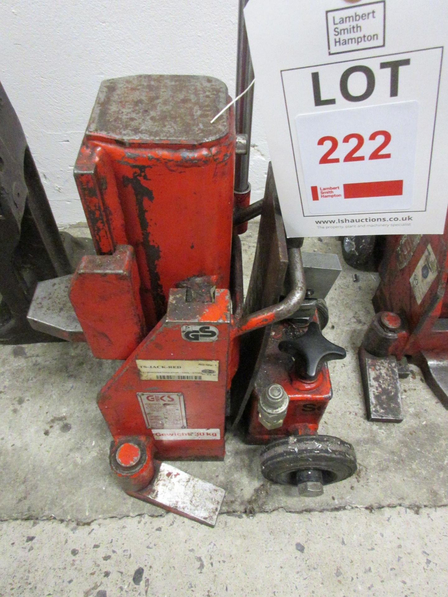 GKS hydraulic wheeled jack, SWL 30kg, type V10, no. 12230