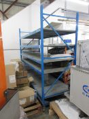 Steel framed mobile shelf unit, 2.5m x 970 x height 2260mm