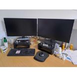 Two Viewsonic monitors, keyboard, mouse and two monitor stands