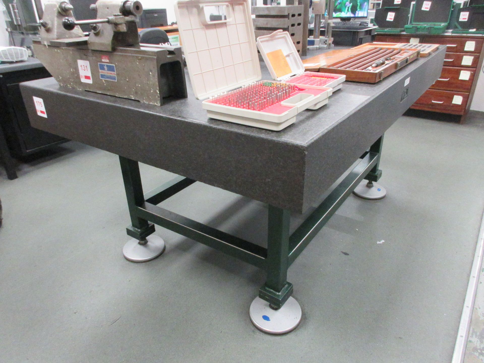 WBJ granite surface table, 6' x 4', mounted on stand