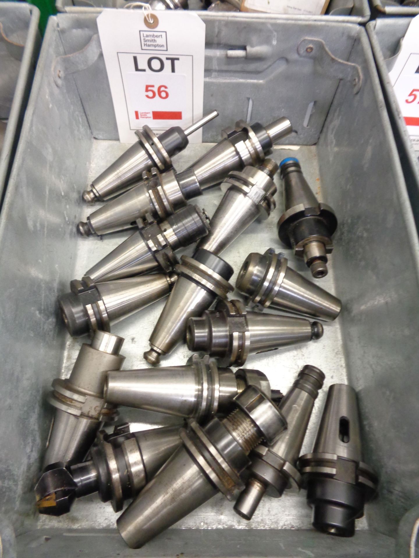 Box of assorted machine tool holders