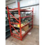 Metal frame 4 shelf mobile rack, 1950 x 840mm x height 1.9m (excluding contents)