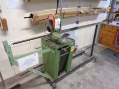 Pedrazzoli Brown 250 pull down cut off saw, with dimensional support and infeed roll