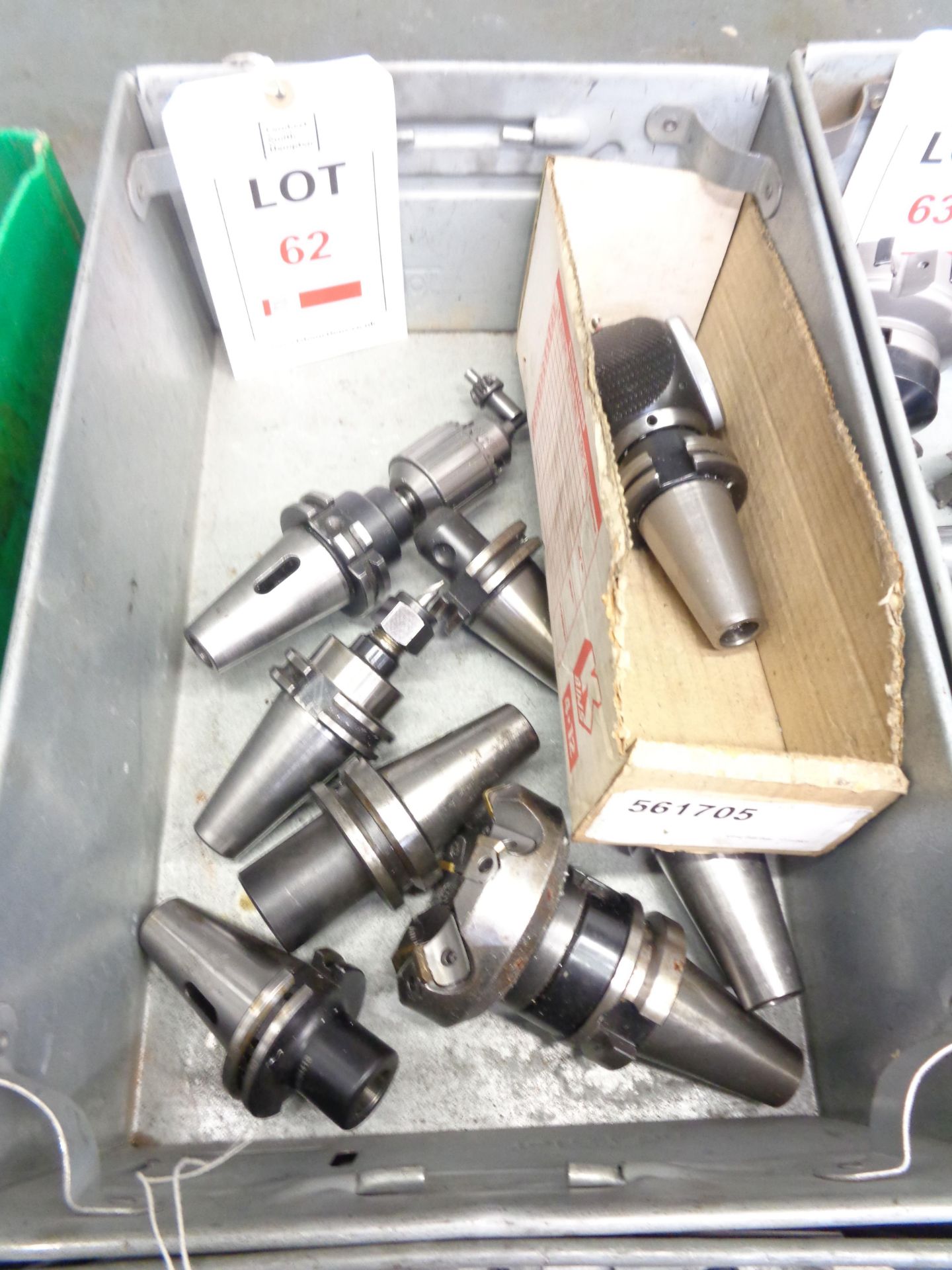 Box of assorted machine tool holders