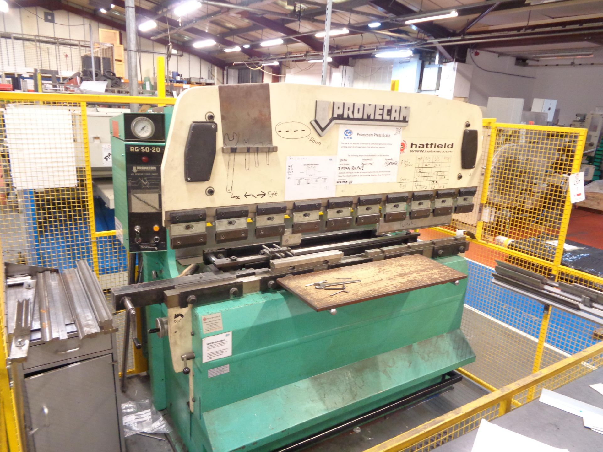 Promecam RG-50-20 50 ton x 2m upstroking hydraulic press brake with powered back gauge, safety - Image 2 of 6