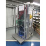 Metal frame/perspex single door and side mobile parts rack, 950 x 1200 - base, cabinet 660 x 960 x