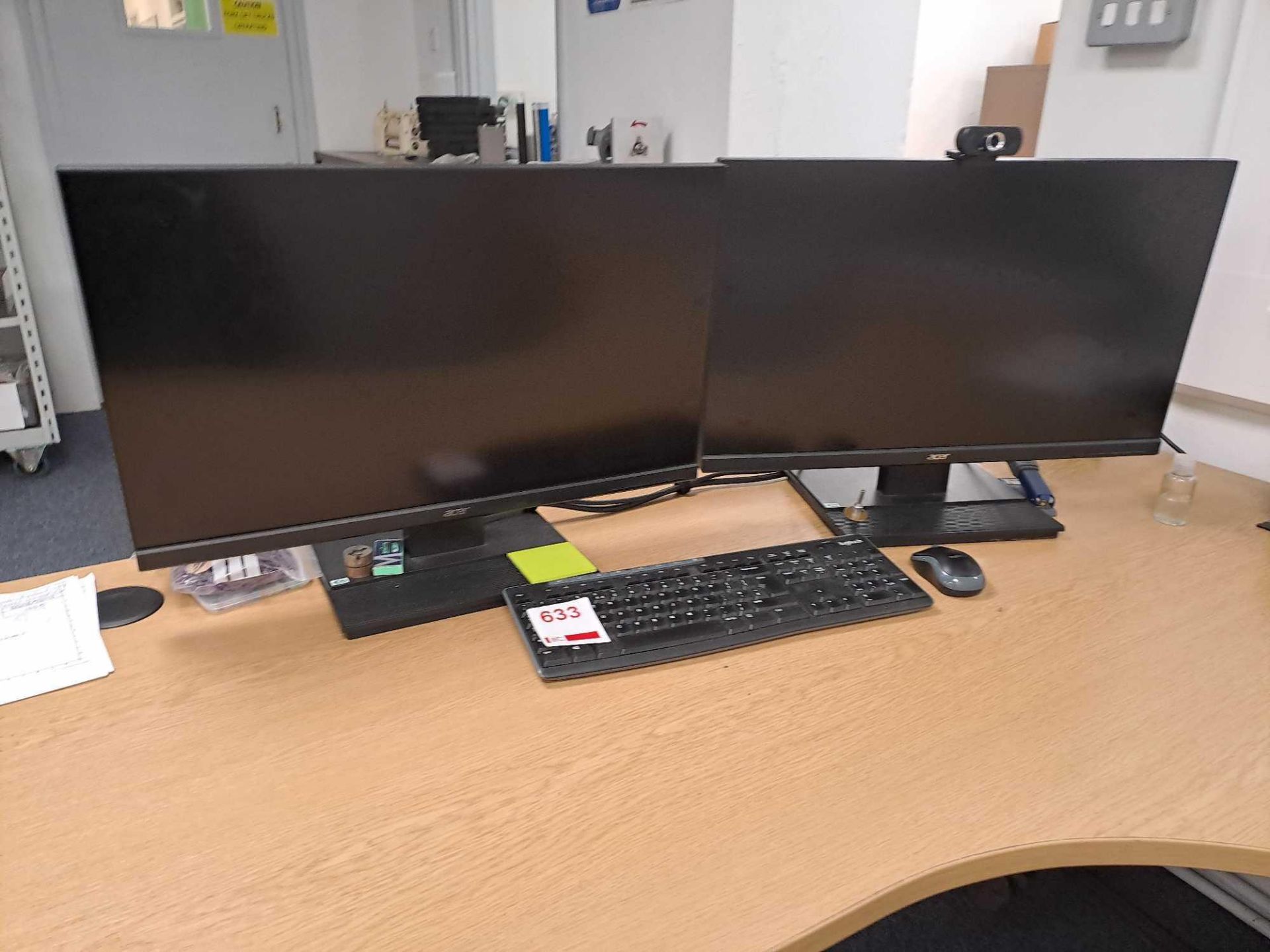 Two Acer monitors, with keyboard & mouse