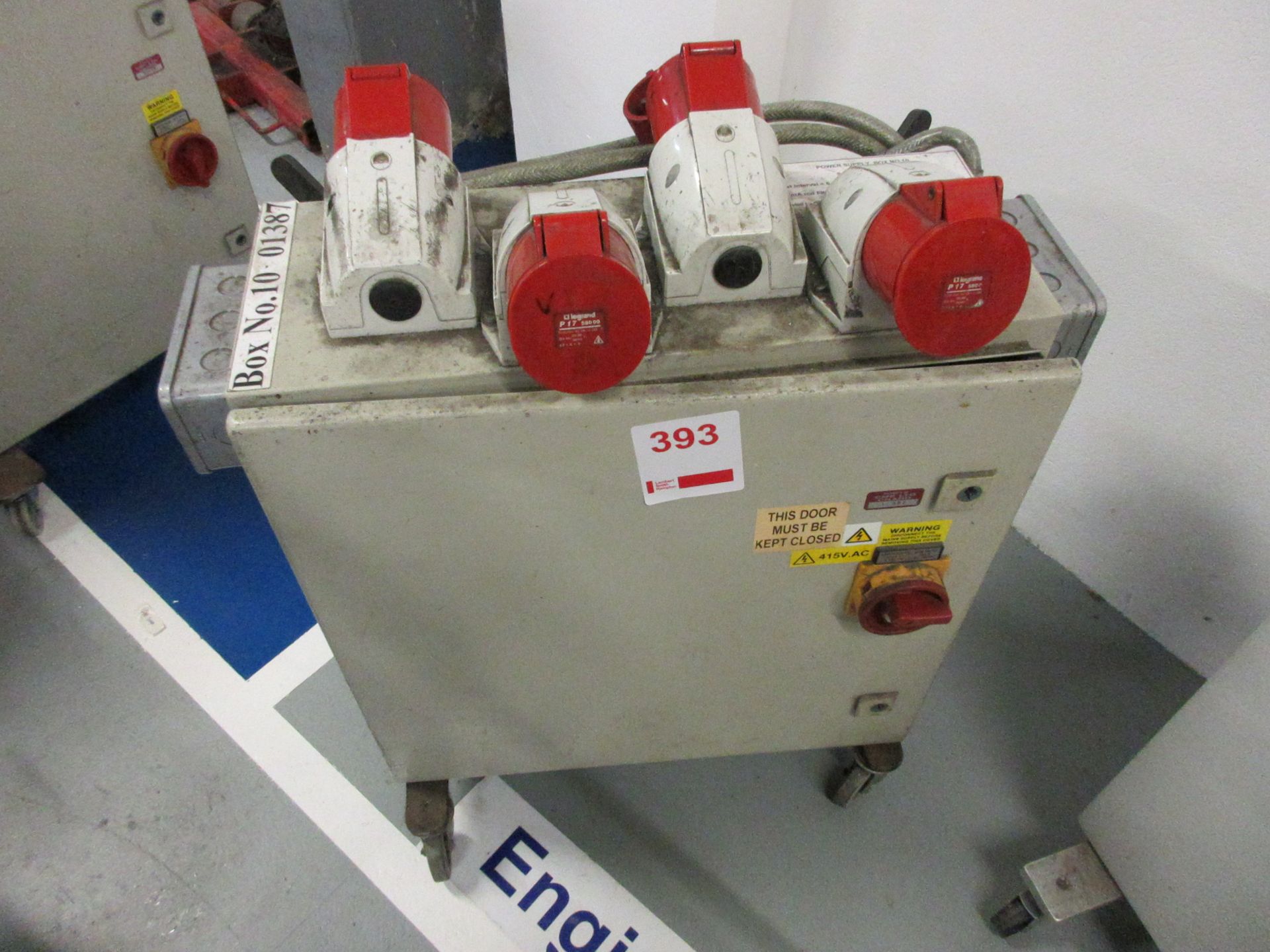 Mobile power supply unit (ref. box no. 10), 30 MA rcd fitted, serial no. 01387