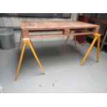 Two metal frame trestles, 38"