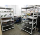 Two metal frame 6 shelf mobile storage racks, 1040 x 660 x height 1920mm