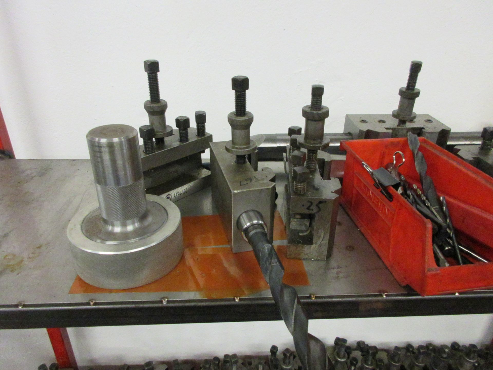 Quantity of various tool posts with associated attachments, including drill bits, cutting tools, - Image 5 of 6