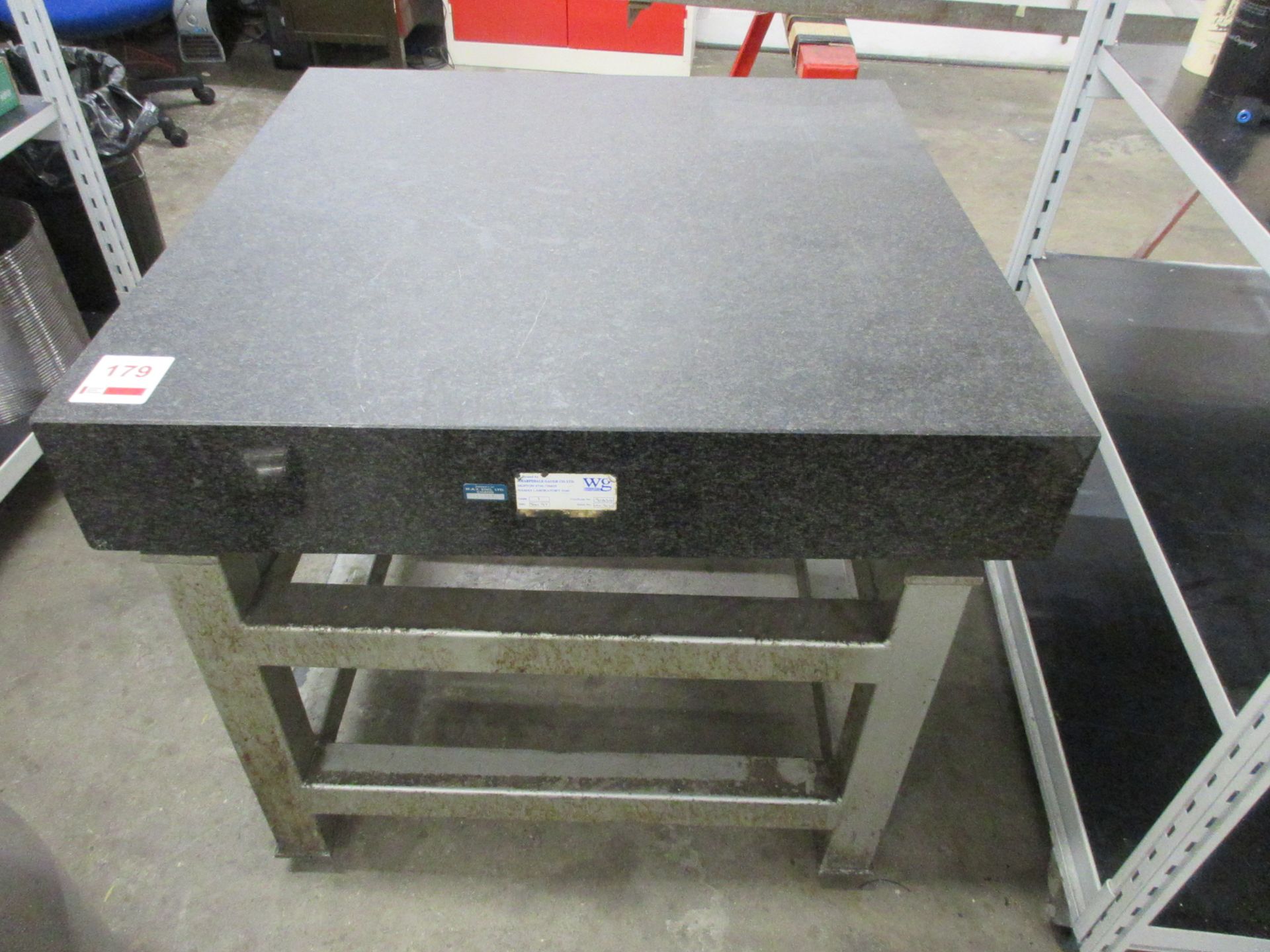 Granite surface table, 3' x 3', mounted on stand - Image 2 of 3