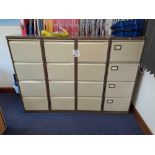 Four 4-drawer Bisley filing cabinets (excluding contents)
