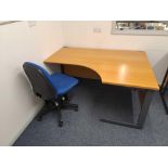 Contents of room (excluding I.T.) to include 2 wood effect corner desks, 1 pedestal, 1 table, 3