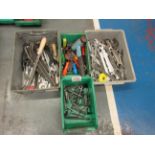 Assorted hand tools including spanners, allen keys, mallets, etc.