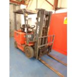 Heli HFB18 battery operated triplex mast forklift truck with side shift serial no. K0410 (2010)