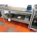 Two metal frame workbenches 1 x 1540 x 700mm and 1 x 1.8m x 830mm