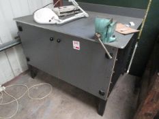 Metal/timber 2 door workbench, 1.2m x 900mm with Record No. 3 bench vice, 4