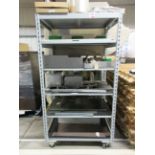 Two metal mobile racks, 1 x 6 shelf, 1040 x 710 x 1920mm and 1 x 1530 x 700mm x height 1.6m (