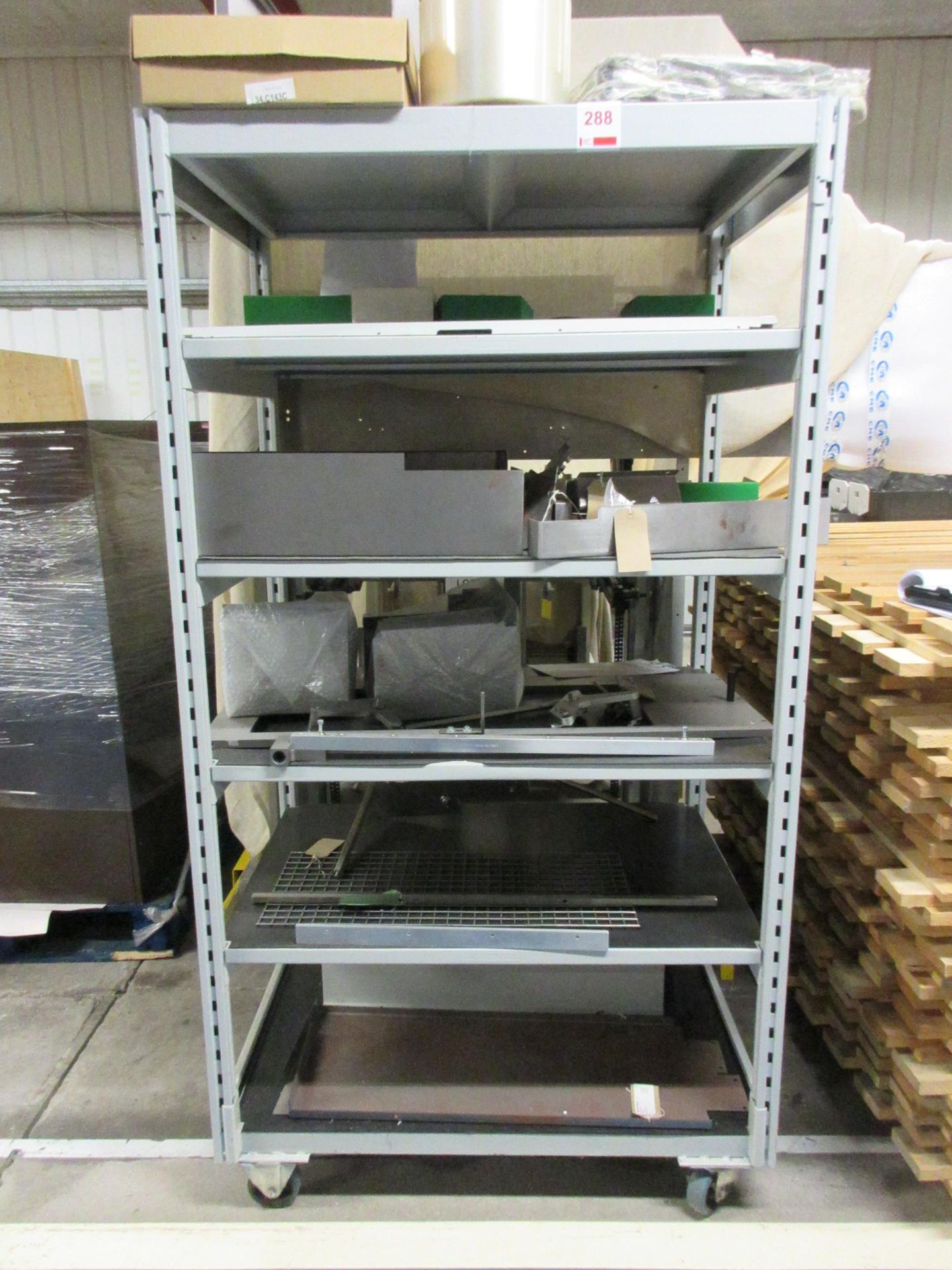 Two metal mobile racks, 1 x 6 shelf, 1040 x 710 x 1920mm and 1 x 1530 x 700mm x height 1.6m (