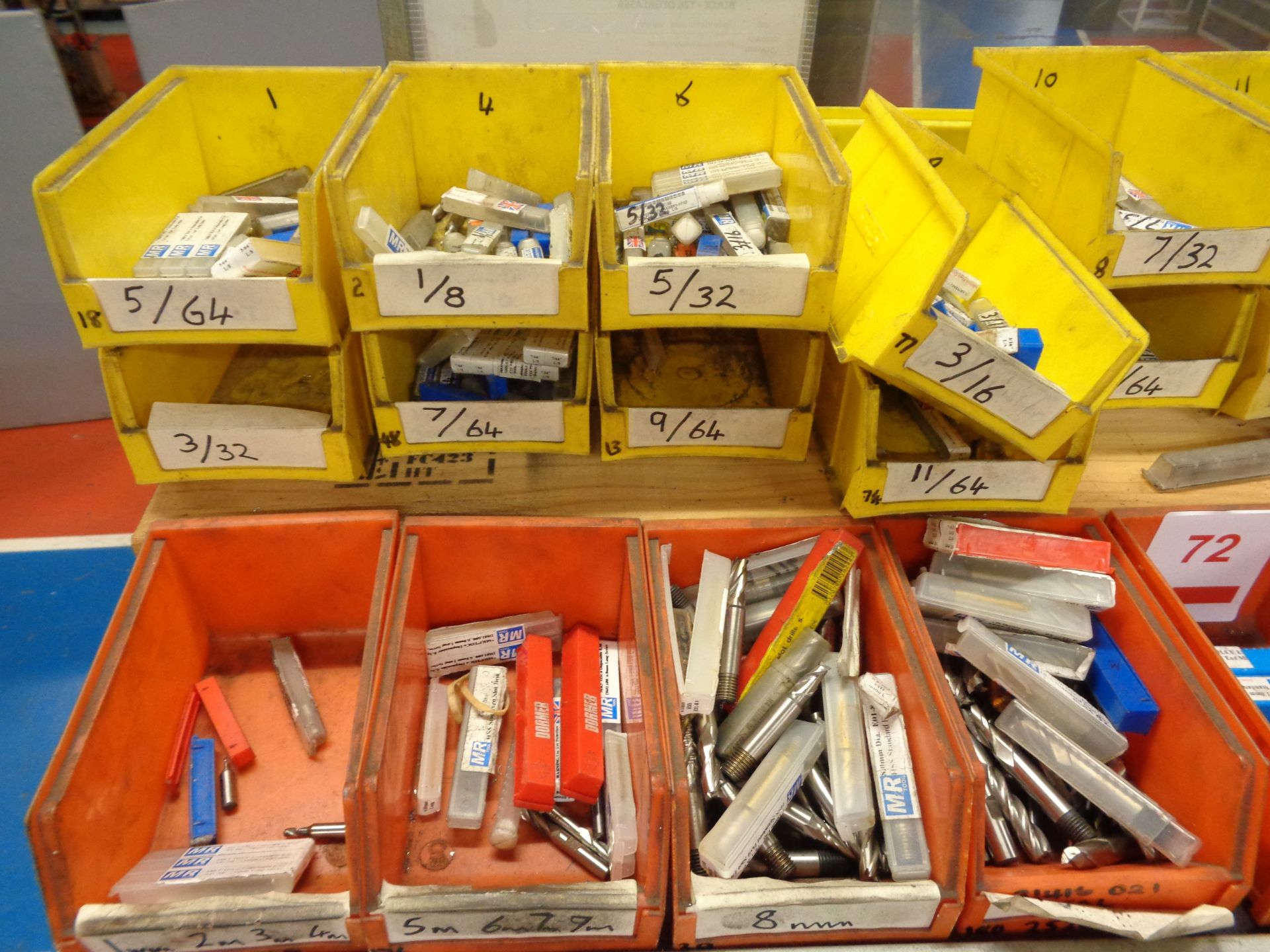 Shelf of assorted slot drills, end mills, shorts, bits, etc. - Image 2 of 6