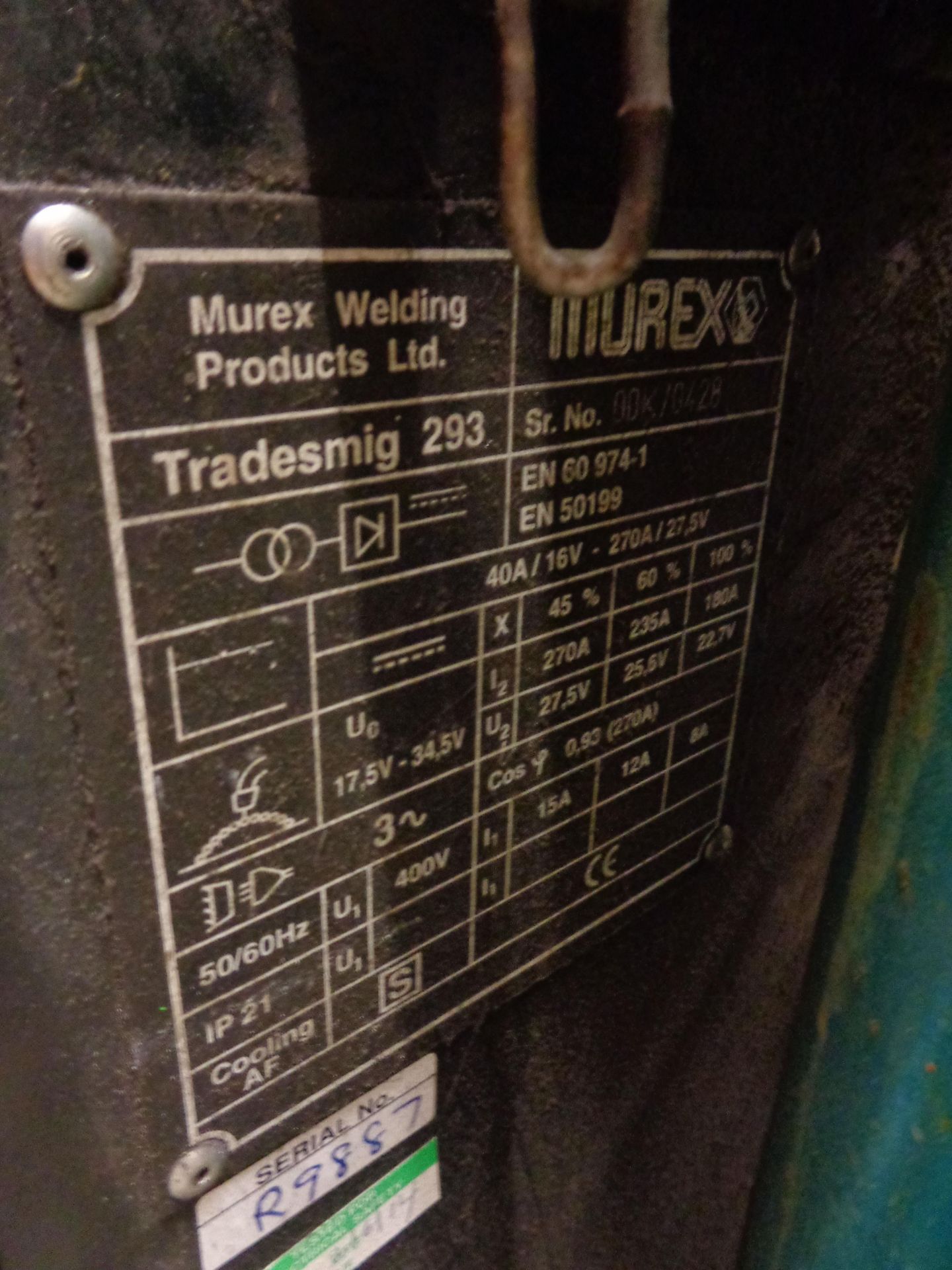 Murex Tradesmig 293 mig welder serial no. 00K/0428 - Image 3 of 4