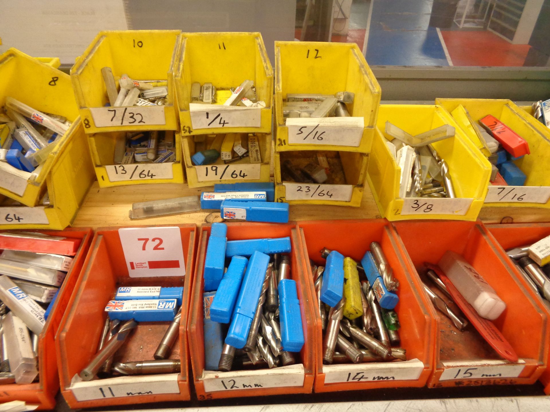 Shelf of assorted slot drills, end mills, shorts, bits, etc. - Image 3 of 6