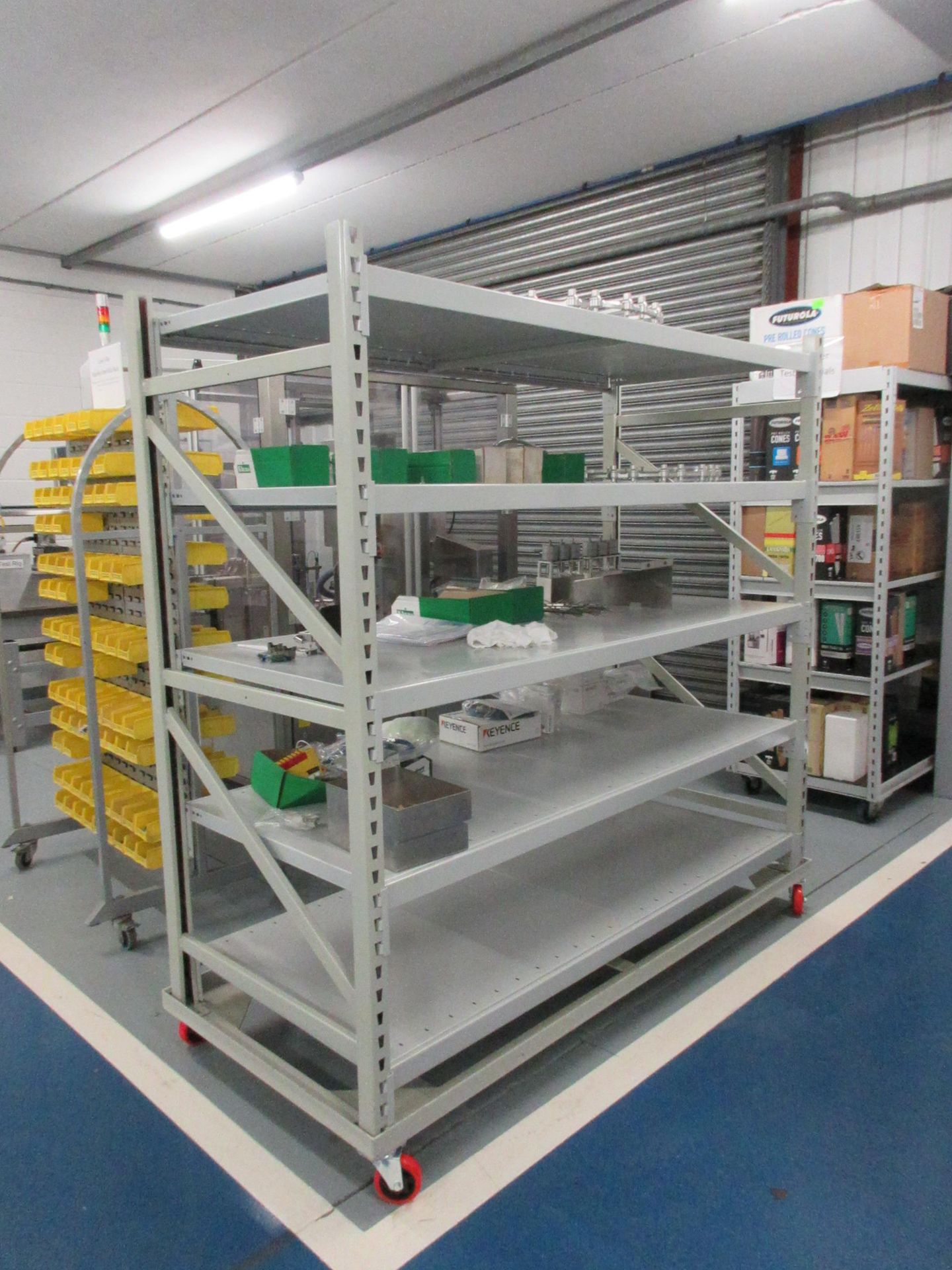 Three metal frame 5 shelf mobile racks, 1950 x 840 x height 1940mm (excluding contents) - Image 2 of 3