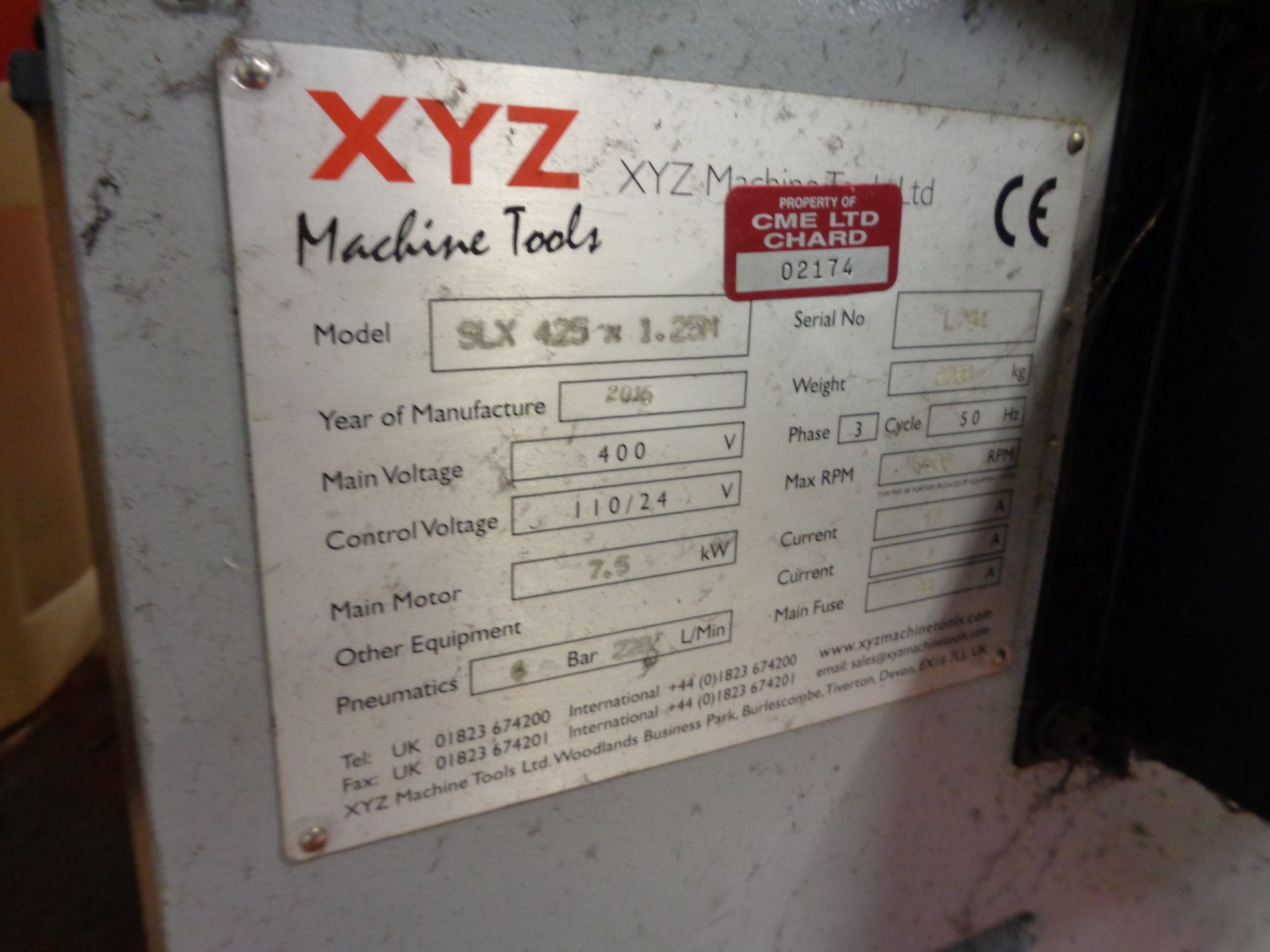 XYZ SLX 425 x 1.25m CNC centre lathe serial no. L794 (2016) Prototrak SLX CNC control, 3 jaw - Bild 6 aus 8