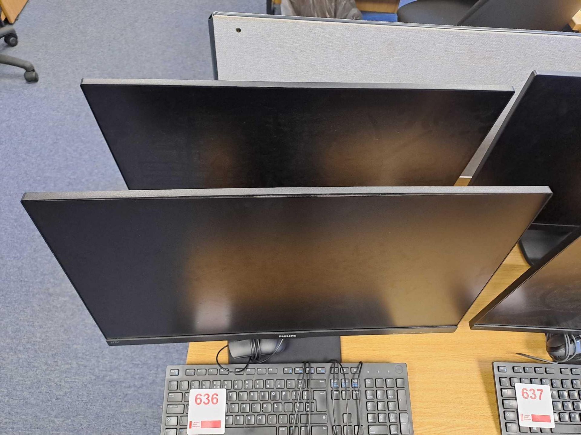 Two Phillips monitors, with keyboard & mouse - Image 2 of 3
