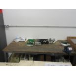 Metal frame/timber top workbench, 1830 x 900mm with Record No. 4 bench vice, 4½" / 110mm