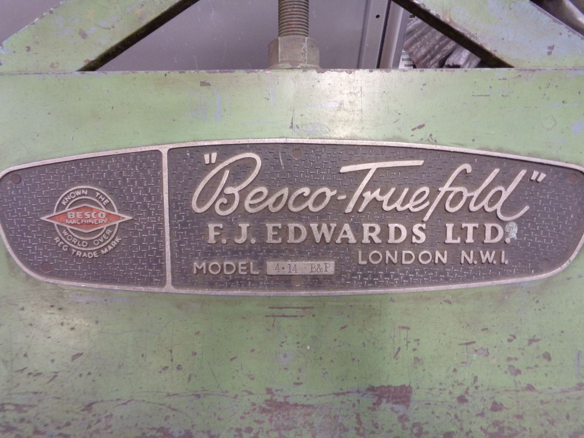 F J Edwards Besco - Truefold 4.14 Box & Pan folder made capacity 4ft 14 gauge, no. 876494 - Image 4 of 5