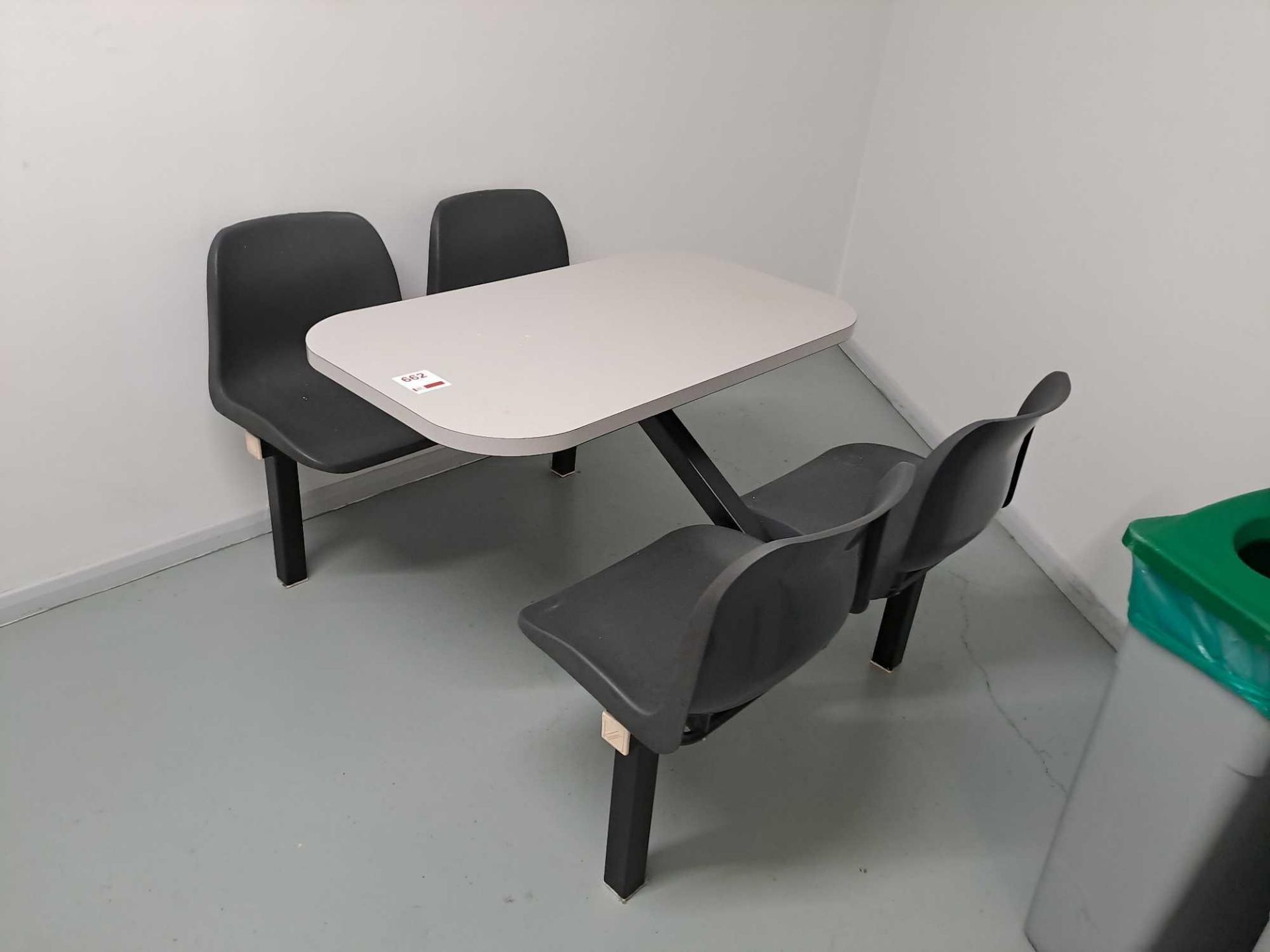 Two 4-seat canteen benchtop tables
