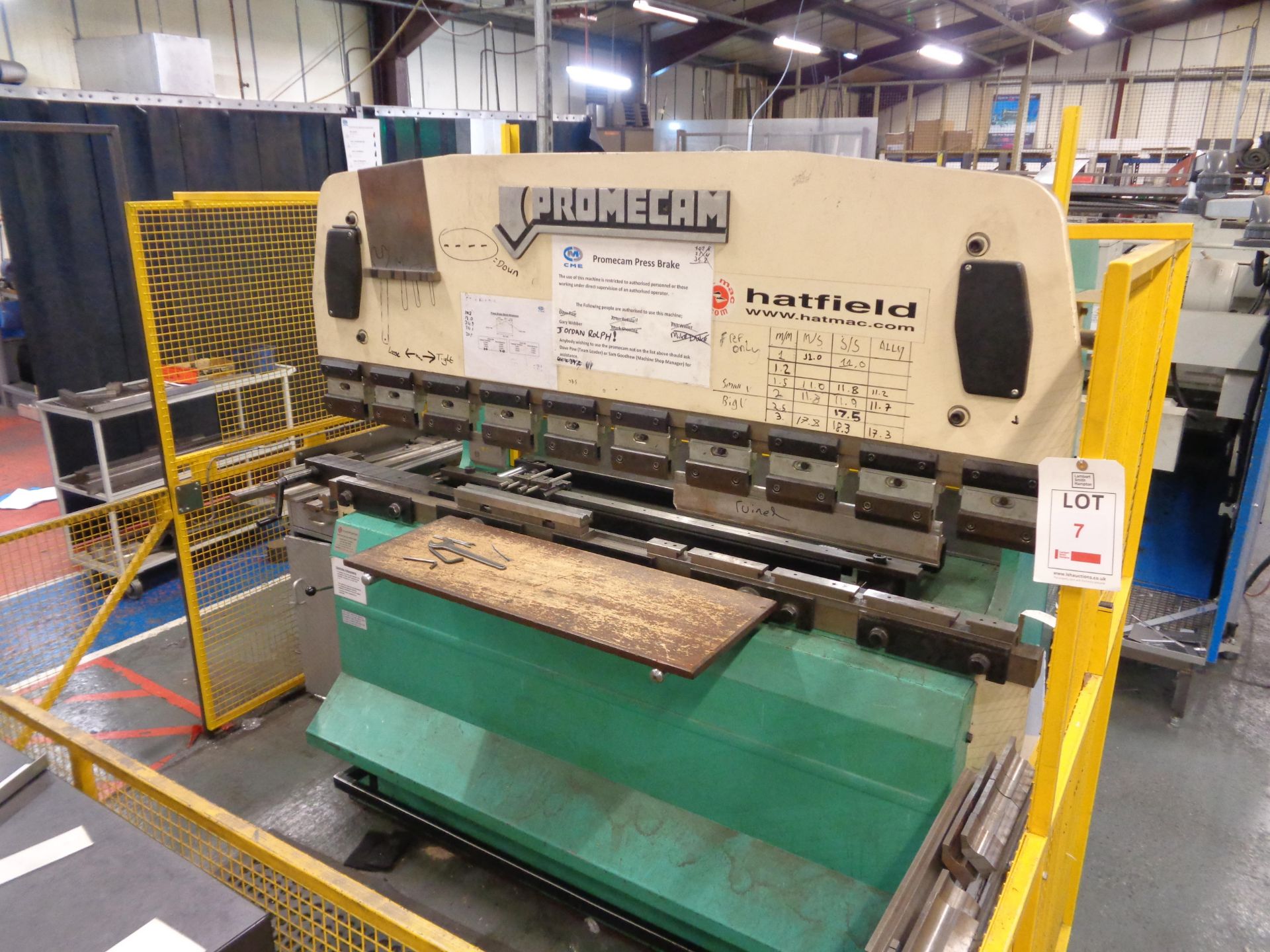 Promecam RG-50-20 50 ton x 2m upstroking hydraulic press brake with powered back gauge, safety