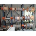 Freestanding reel rack with contents of assorted reeled cable, including 18 core, 25 core, 5 core, 7