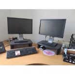 Two Dell monitors and Dell Vostro PC with keyboard & mouse
