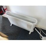 Two assorted fans and 1 Dimplex electric radiator heater, 1 coat stand