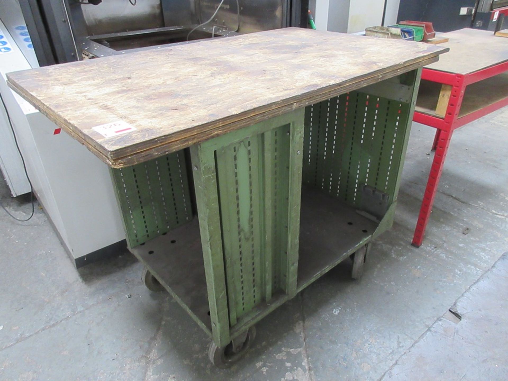 Metal frame mobile work bench, 1.2m x 650mm