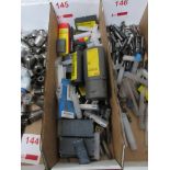 Box of assorted cutters & drill bits