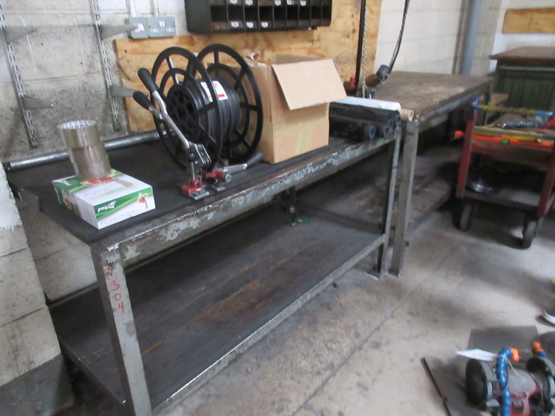 Three various metal frame workbenches - Image 2 of 3
