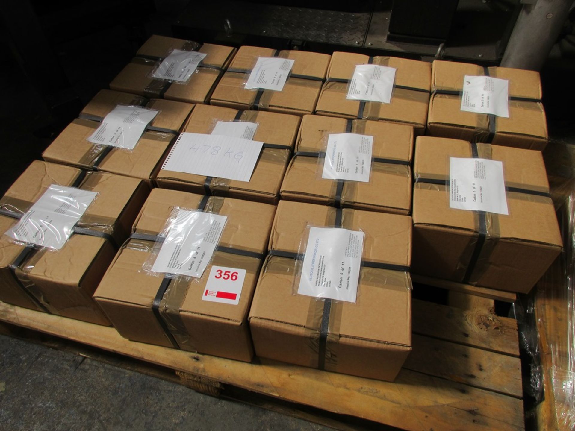 Pallet of assorted boxed scrap dies, approx weight 460kg