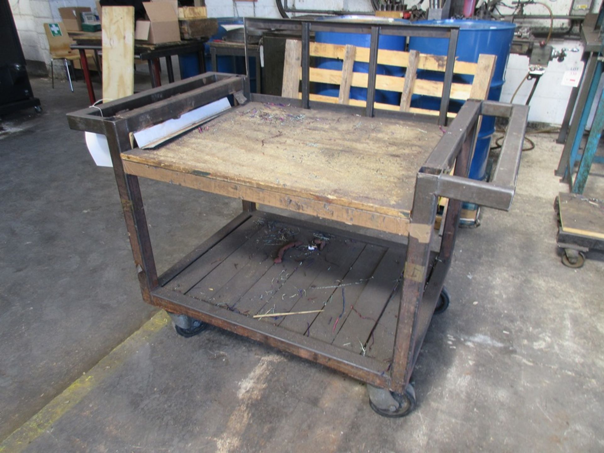 Metal frame component trolley, 1.3m x 750mm