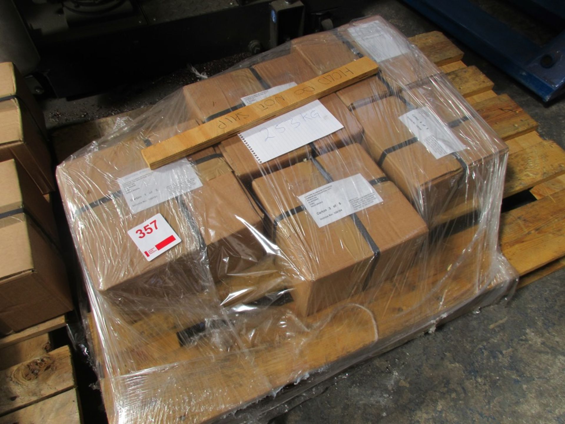 Pallet of assorted boxed scrap dies, approx weight 240kg